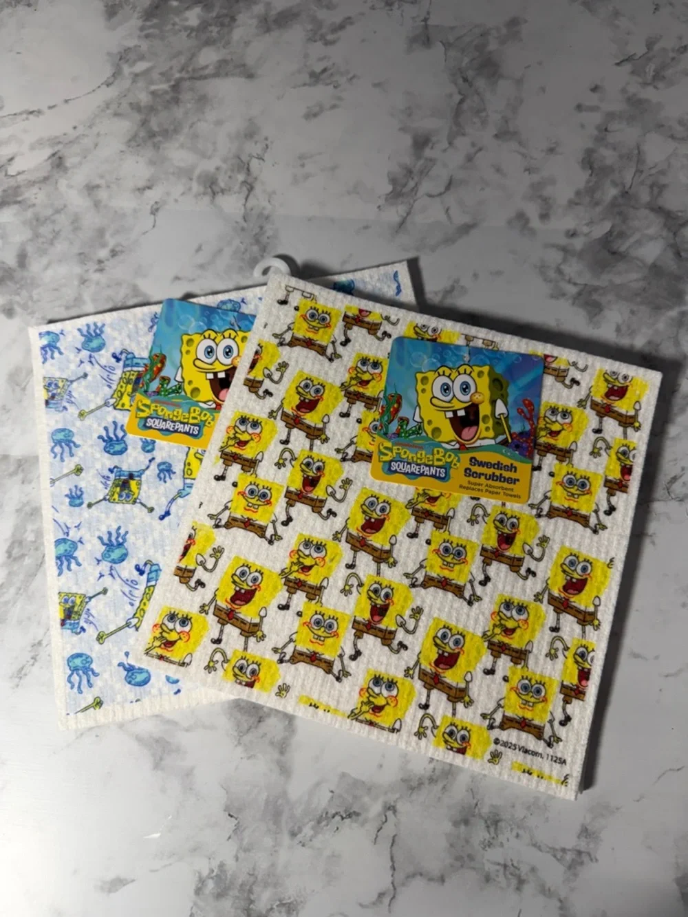 SpongeBob Squarepants Yellow & Blue Swedish Scrubbers - Fun Character Print